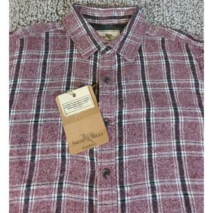 Smith Mills Wine Grindle Plaid Button Up‎ Flannel Mens Medium New With Tags